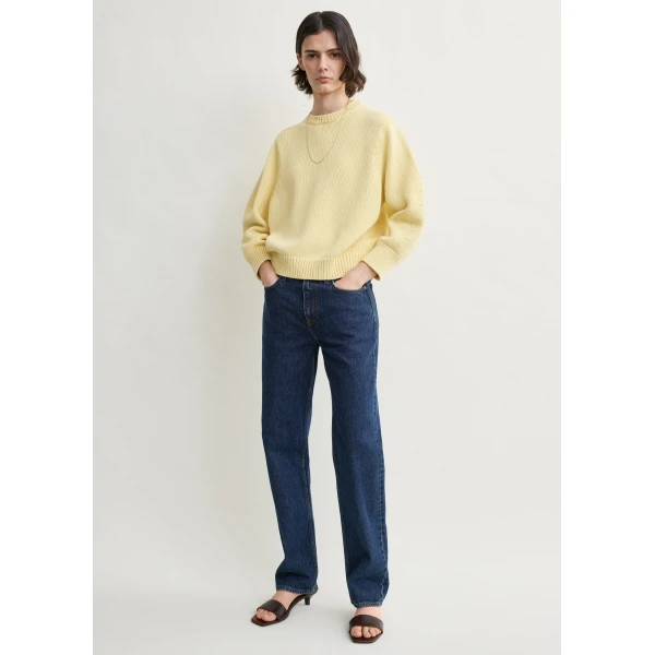 Totême Oversized crew knit in Buttercup - Knitwear - Scandinavian Minimalist Luxury at Luxury Shoes 