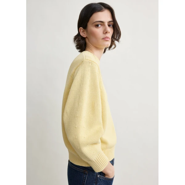 Totême Oversized crew knit in Buttercup - Knitwear - Scandinavian Minimalist Luxury at Luxury Shoes 