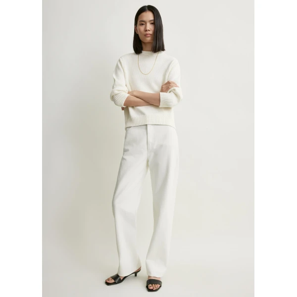 Totême Oversized crew knit in Macadamia - Knitwear - Scandinavian Minimalist Luxury at Luxury Shoes 