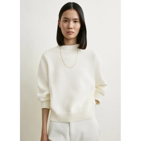 Totême Oversized crew knit in Macadamia - Knitwear - Scandinavian Minimalist Luxury at Luxury Shoes 