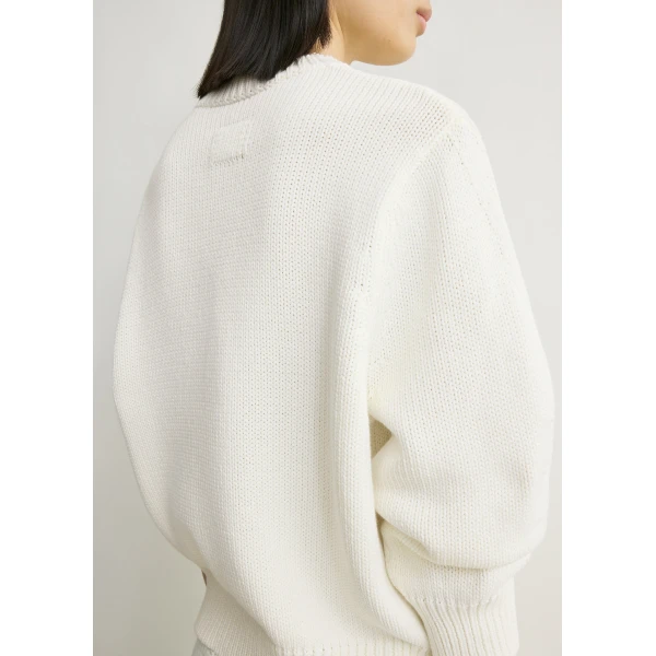 Totême Oversized crew knit in Macadamia - Knitwear - Scandinavian Minimalist Luxury at Luxury Shoes 