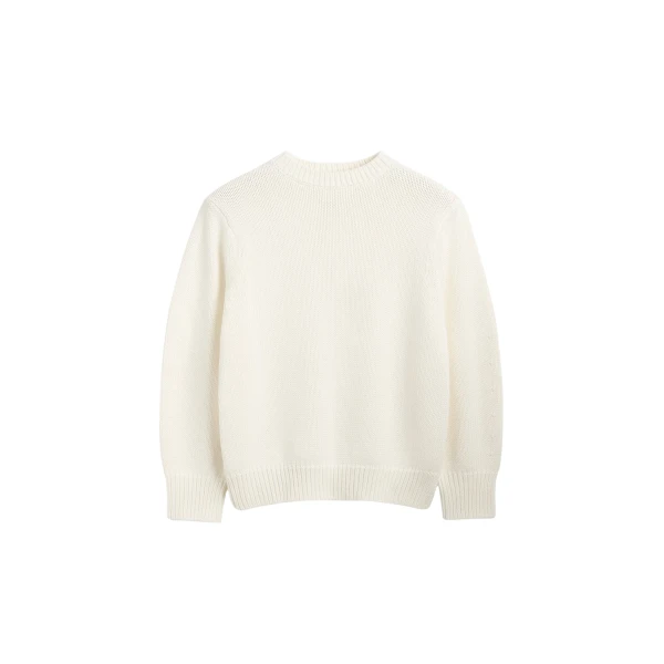 Totême Oversized crew knit in Macadamia - Knitwear - Scandinavian Minimalist Luxury at Luxury Shoes 