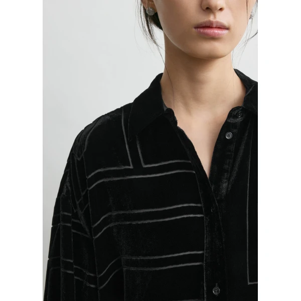 Totême Oversized devoré shirt in Black - Tops - Scandinavian Minimalist Luxury at Luxury Shoes 