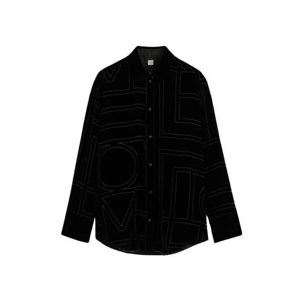 Totême Oversized devoré shirt in Black - Tops - Scandinavian Minimalist Luxury at Luxury Shoes 