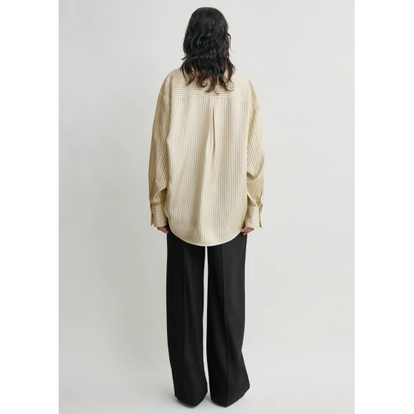 Totême Oversized striped shirt in Beige / Brown - Tops - Scandinavian Minimalist Luxury at Luxury Shoes 