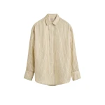 Totême Oversized striped shirt in Beige / Brown - Tops - Scandinavian Minimalist Luxury at Luxury Shoes 