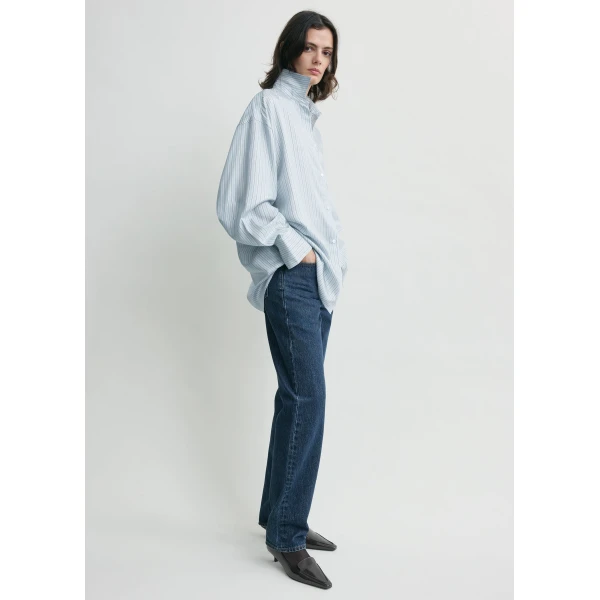 Totême Oversized striped shirt in Ice / White - Tops - Scandinavian Minimalist Luxury at Luxury Shoes 