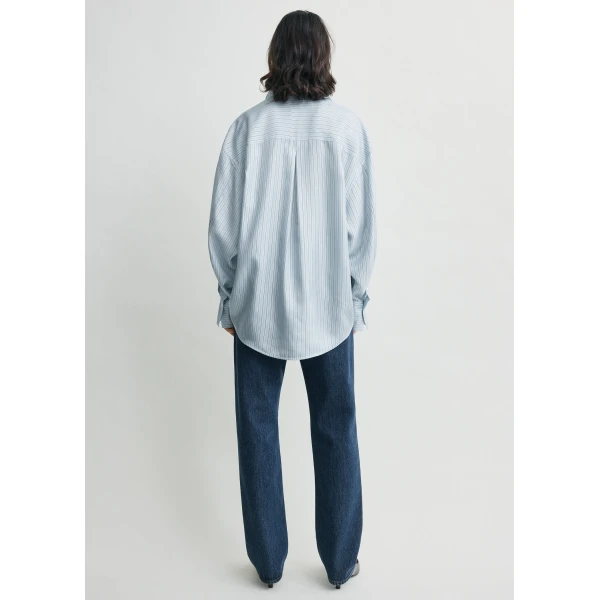 Totême Oversized striped shirt in Ice / White - Tops - Scandinavian Minimalist Luxury at Luxury Shoes 