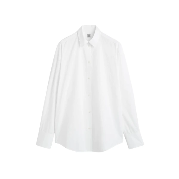 Totême Oversized striped shirt in White - Tops - Scandinavian Minimalist Luxury at Luxury Shoes 