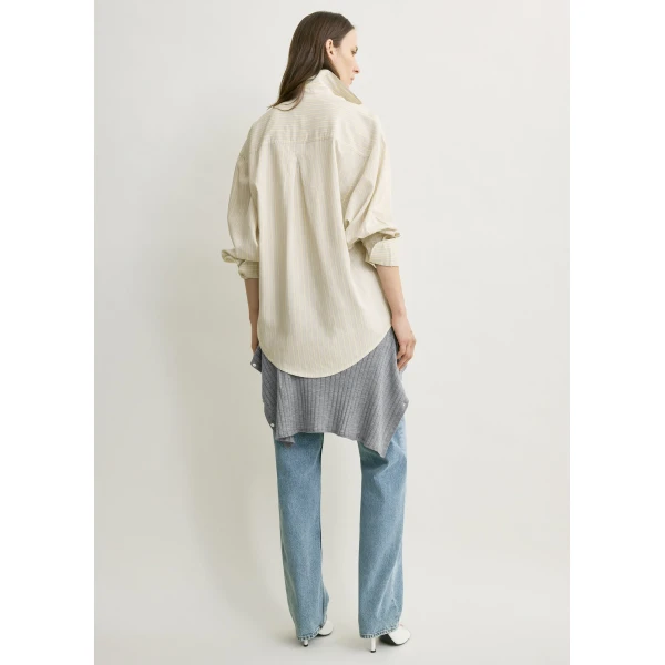 Totême Oversized striped shirt in Yellow / Sky - Tops - Scandinavian Minimalist Luxury at Luxury Shoes 