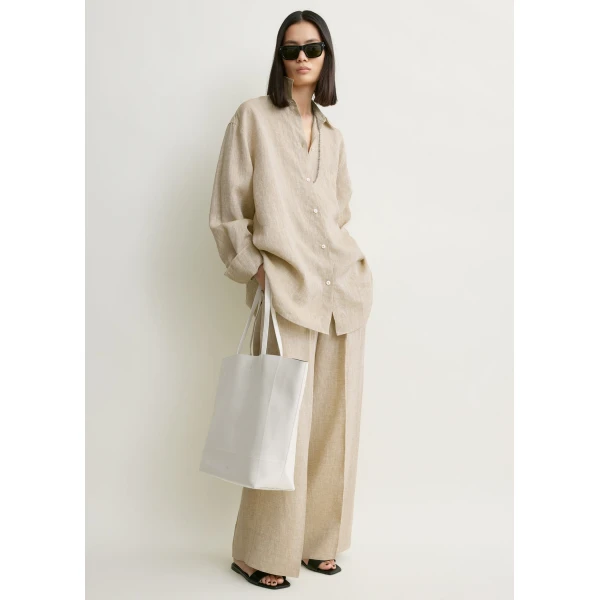 Totême Oversized summer shirt in Natural - Tops - Scandinavian Minimalist Luxury at Luxury Shoes 
