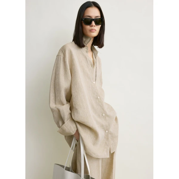 Totême Oversized summer shirt in Natural - Tops - Scandinavian Minimalist Luxury at Luxury Shoes 