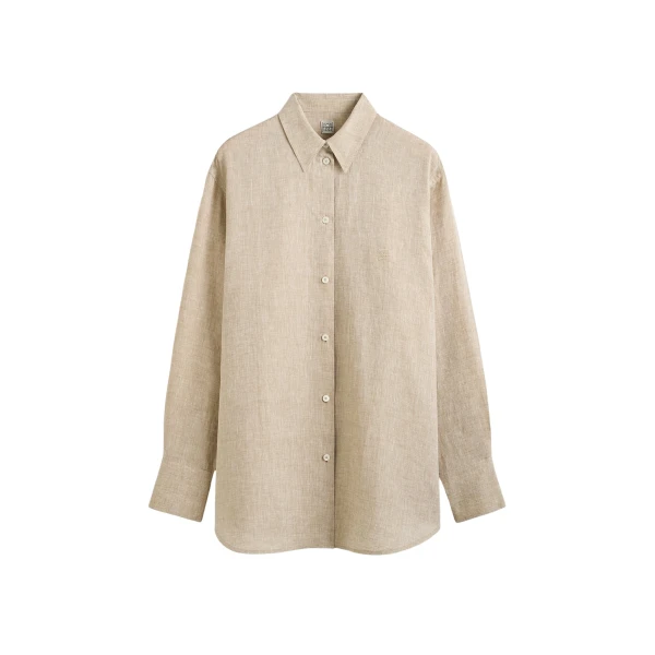 Totême Oversized summer shirt in Natural - Tops - Scandinavian Minimalist Luxury at Luxury Shoes 