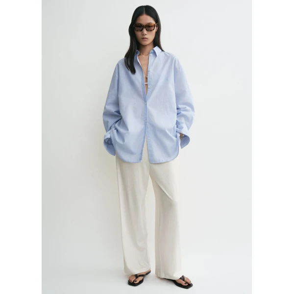 Totême Oversized summer shirt in Sky - Tops - Scandinavian Minimalist Luxury at Luxury Shoes 