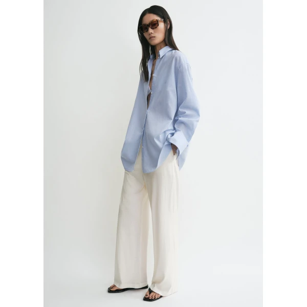 Totême Oversized summer shirt in Sky - Tops - Scandinavian Minimalist Luxury at Luxury Shoes 