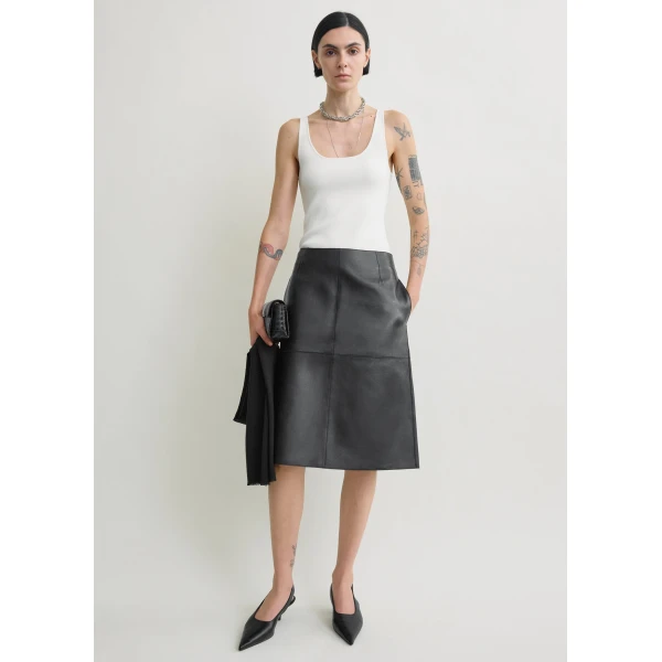 Totême Paneled leather skirt in Black - Skirts - Scandinavian Minimalist Luxury at Luxury Shoes 