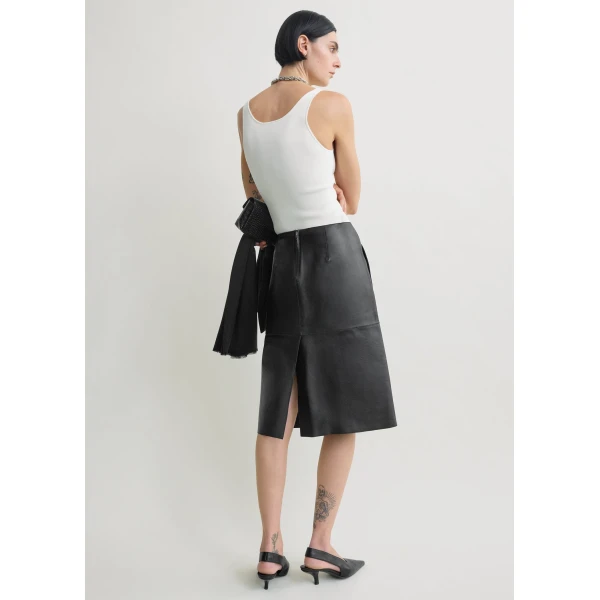Totême Paneled leather skirt in Black - Skirts - Scandinavian Minimalist Luxury at Luxury Shoes 
