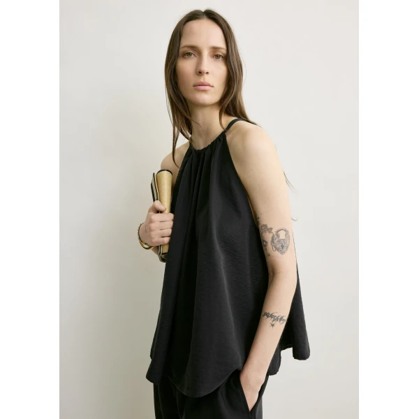 Totême Parachute halter top in Black - Tops - Scandinavian Minimalist Luxury at Luxury Shoes 