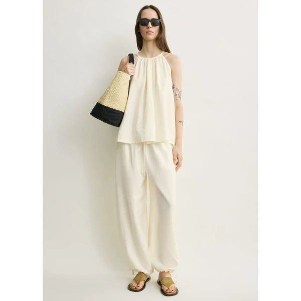 Totême Parachute halter top in Off-white - Tops - Scandinavian Minimalist Luxury at Luxury Shoes 