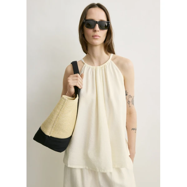 Totême Parachute halter top in Off-white - Tops - Scandinavian Minimalist Luxury at Luxury Shoes 