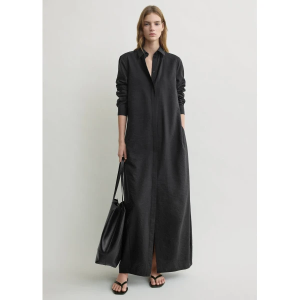 Totême Parachute shirtdress in Black - Dresses - Scandinavian Minimalist Luxury at Luxury Shoes 