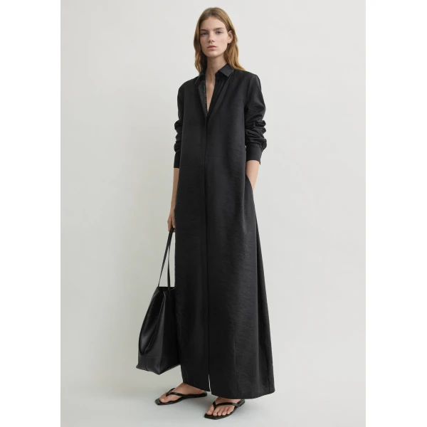Totême Parachute shirtdress in Black - Dresses - Scandinavian Minimalist Luxury at Luxury Shoes 
