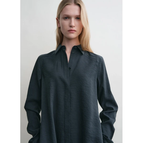 Totême Parachute shirtdress in Nightfall - Dresses - Scandinavian Minimalist Luxury at Luxury Shoes 