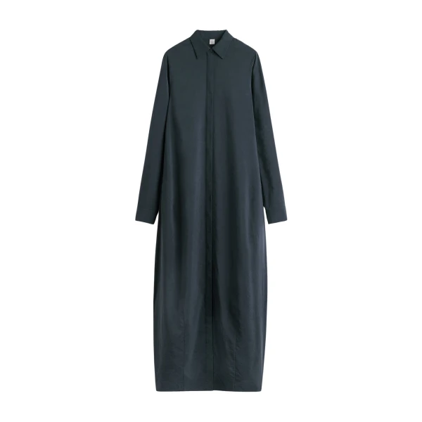 Totême Parachute shirtdress in Nightfall - Dresses - Scandinavian Minimalist Luxury at Luxury Shoes 