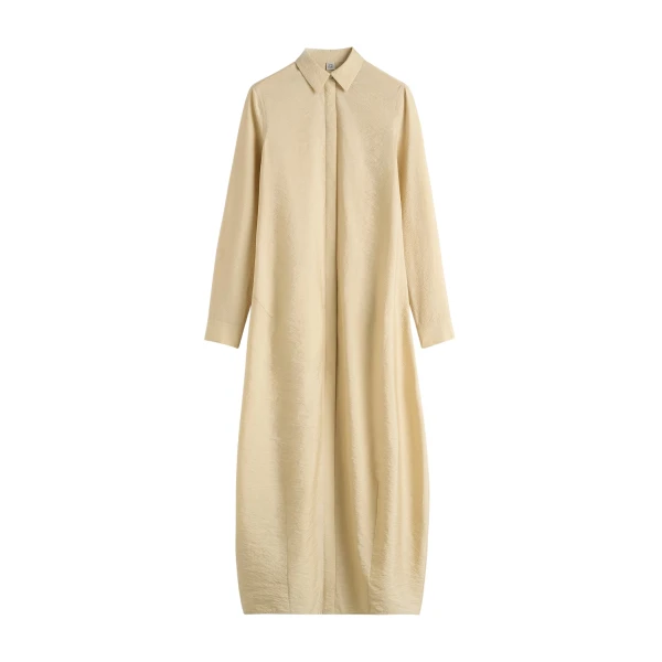 Totême Parachute shirtdress in Stone - Dresses - Scandinavian Minimalist Luxury at Luxury Shoes 