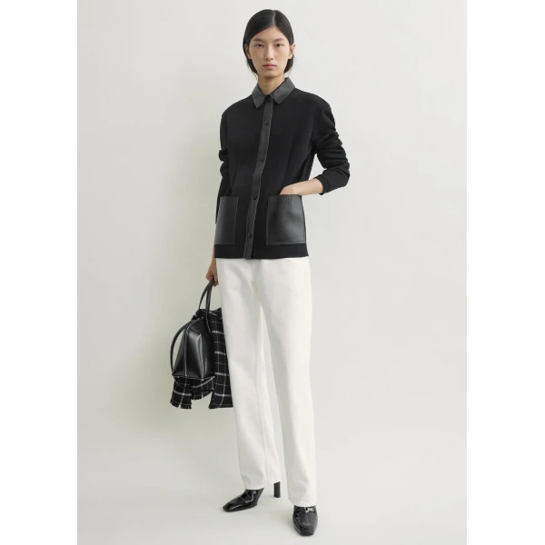 Totême Patch pocket shirt in Black - Tops - Scandinavian Minimalist Luxury at Luxury Shoes 