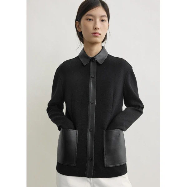 Totême Patch pocket shirt in Black - Tops - Scandinavian Minimalist Luxury at Luxury Shoes 