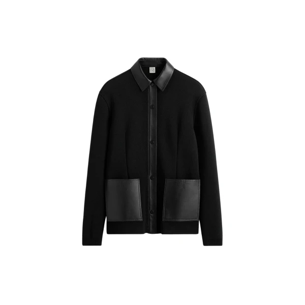Totême Patch pocket shirt in Black - Tops - Scandinavian Minimalist Luxury at Luxury Shoes 
