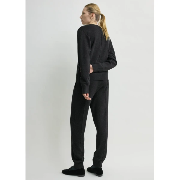 Totême Pintucked sweater charcoal in Charcoal melange - Knitwear - Scandinavian Minimalist Luxury at Luxury Shoes 
