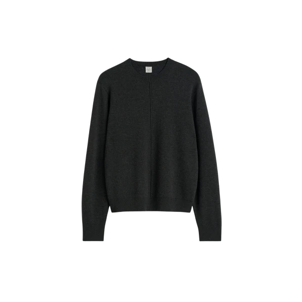 Totême Pintucked sweater charcoal in Charcoal melange - Knitwear - Scandinavian Minimalist Luxury at Luxury Shoes 