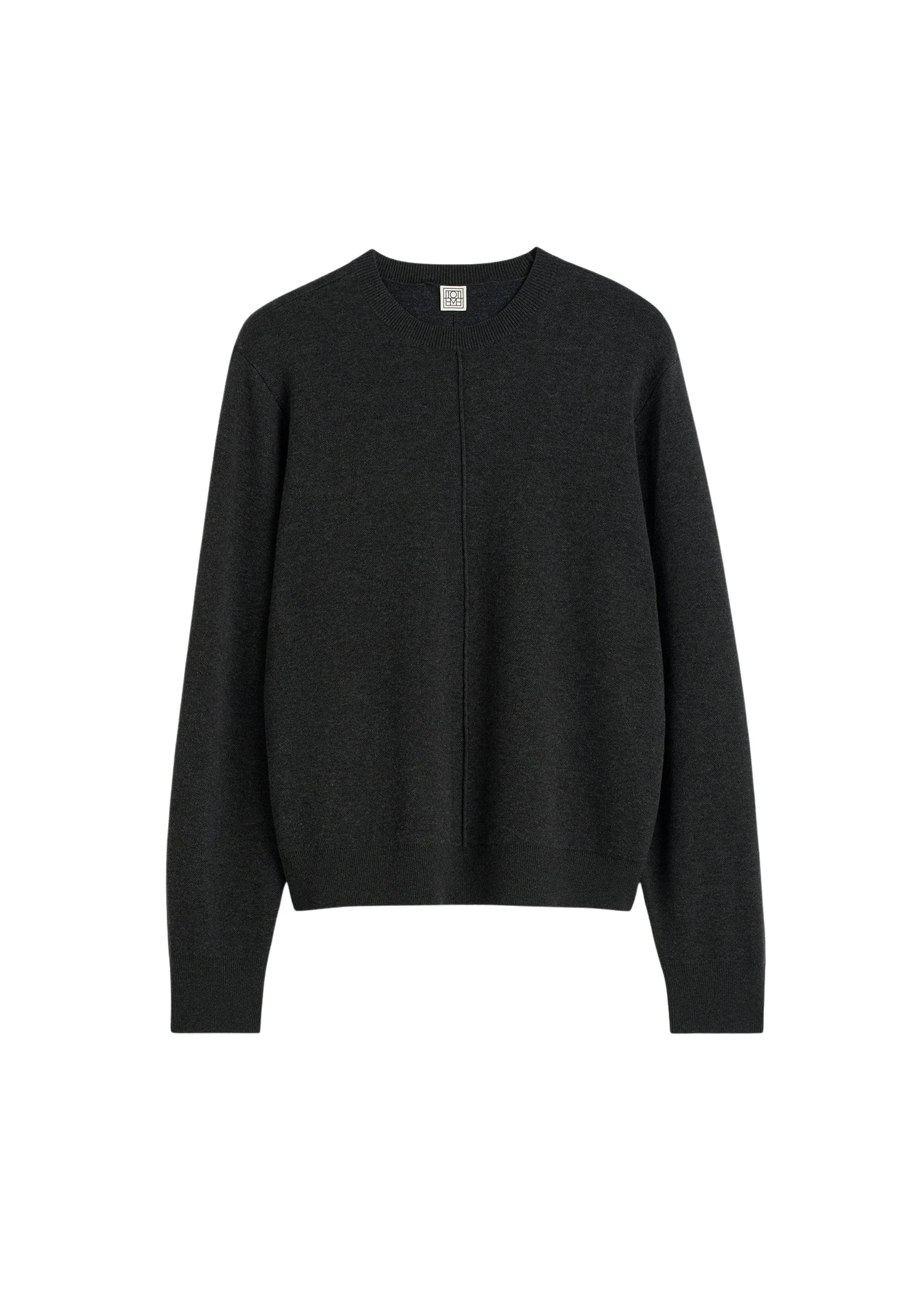Toteme-Pintucked-sweater-charcoal-in-Charcoal-melange60360_nobg Totême Pintucked sweater charcoal in Charcoal melange - Knitwear - Scandinavian Minimalist Luxury at Luxury Shoes
