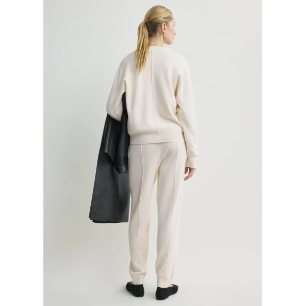 Totême Pintucked sweater in Ecru - Knitwear - Scandinavian Minimalist Luxury at Luxury Shoes 