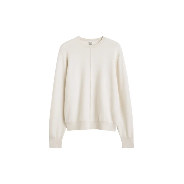 Totême Pintucked sweater in Ecru - Knitwear - Scandinavian Minimalist Luxury at Luxury Shoes 