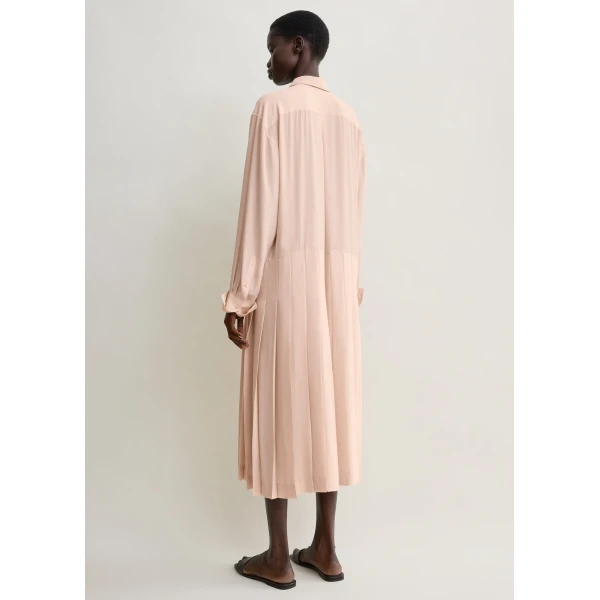 Totême Pleated shirtdress in Dusty pink - Dresses - Scandinavian Minimalist Luxury at Luxury Shoes 