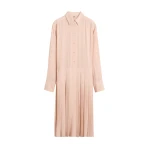 Totême Pleated shirtdress in Dusty pink - Dresses - Scandinavian Minimalist Luxury at Luxury Shoes 