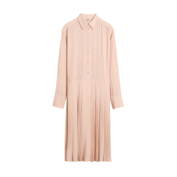 Totême Pleated shirtdress in Dusty pink - Dresses - Scandinavian Minimalist Luxury at Luxury Shoes 