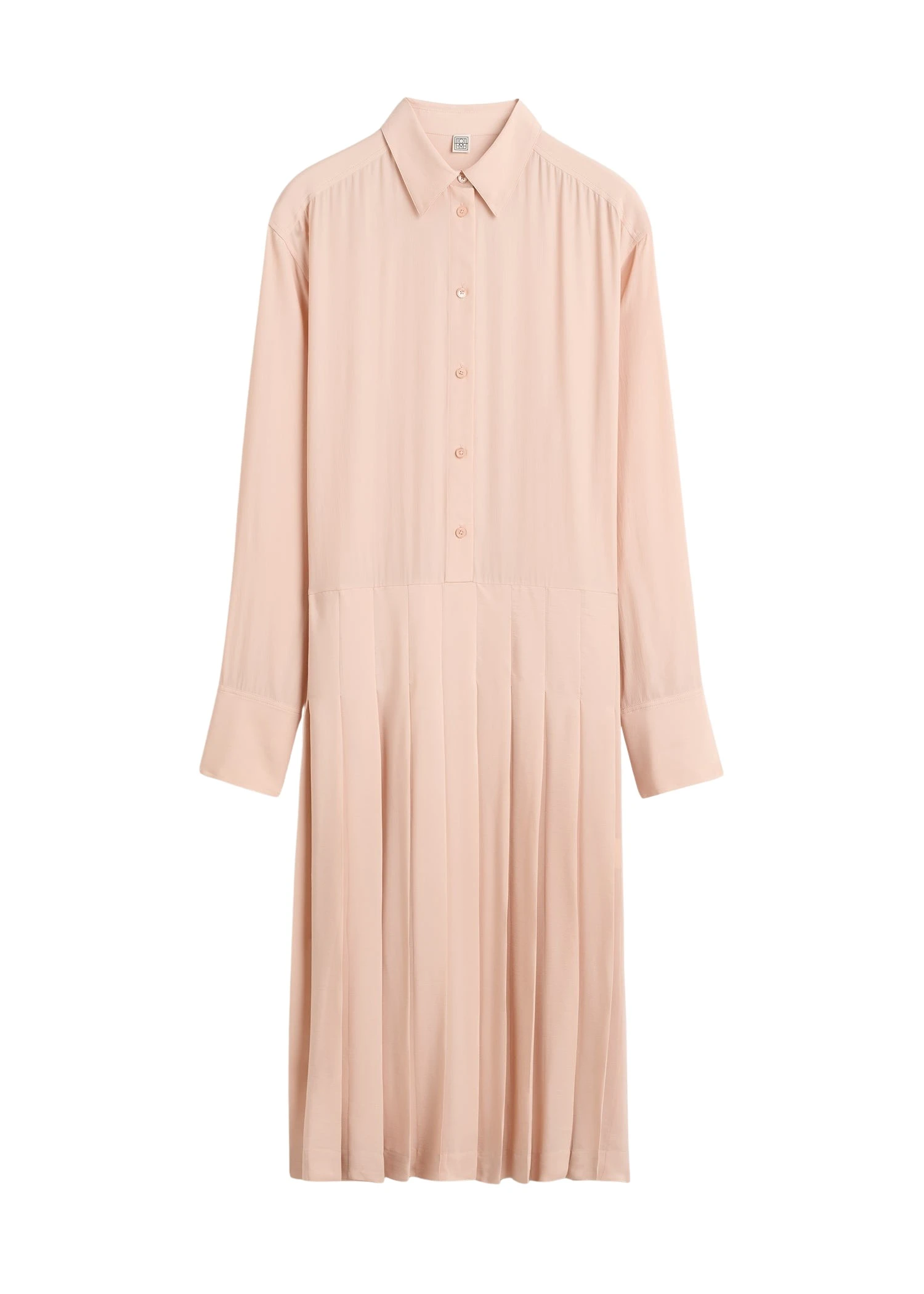 Toteme-Pleated-shirtdress-in-Dusty-pink25489_nobg Totême Pleated shirtdress in Dusty pink - Dresses - Scandinavian Minimalist Luxury at Luxury Shoes