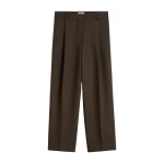 Totême Pleated straight trousers in Bark - Pants - Scandinavian Minimalist Luxury at Luxury Shoes 