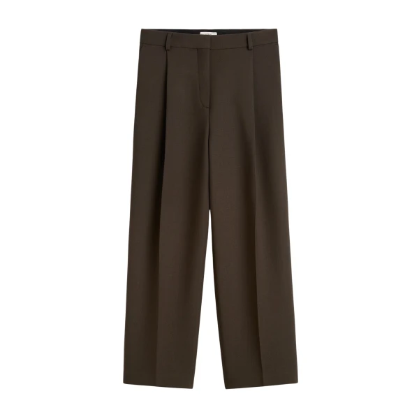 Totême Pleated straight trousers in Bark - Pants - Scandinavian Minimalist Luxury at Luxury Shoes 