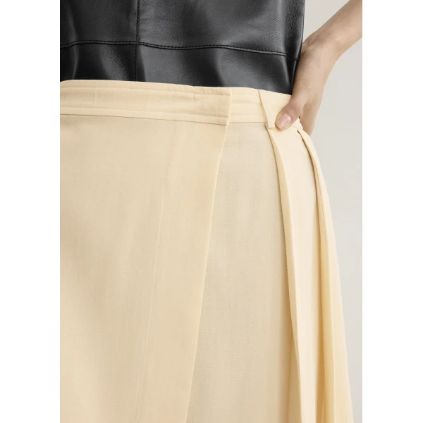 Totême Pleated wrap skirt in Champagne - Skirts - Scandinavian Minimalist Luxury at Luxury Shoes 