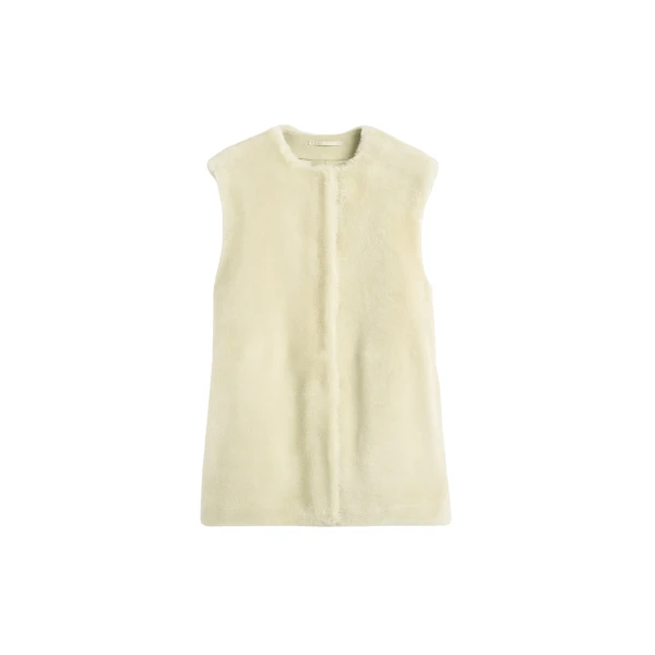 Totême Plush shearling vest in Ecru - Jackets - Scandinavian Minimalist Luxury at Luxury Shoes 