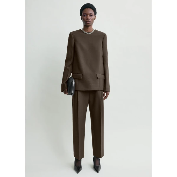 Totême Pocket top in Bark - Tops - Scandinavian Minimalist Luxury at Luxury Shoes 