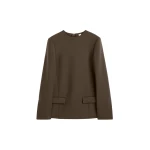 Totême Pocket top in Bark - Tops - Scandinavian Minimalist Luxury at Luxury Shoes 
