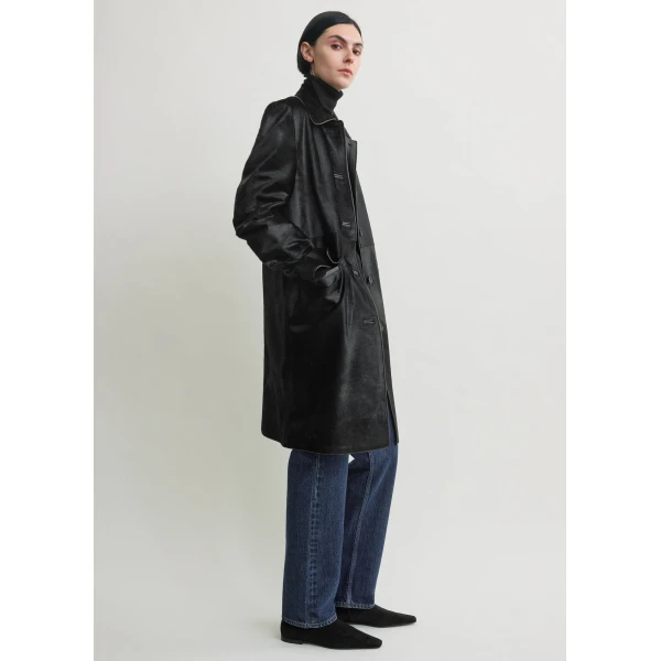 Totême Pony hair coat in Black - Coats - Scandinavian Minimalist Luxury at Luxury Shoes 
