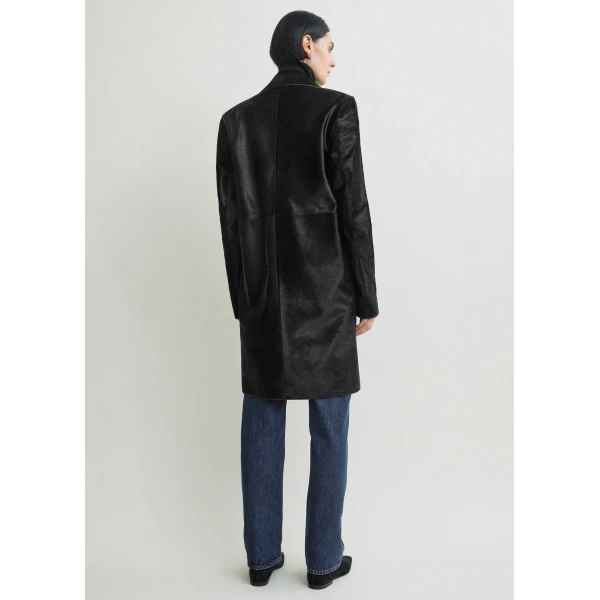 Totême Pony hair coat in Black - Coats - Scandinavian Minimalist Luxury at Luxury Shoes 