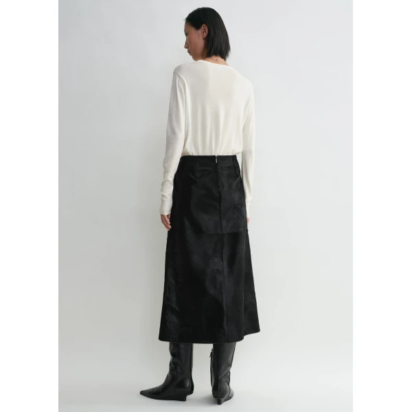 Totême Pony hair skirt in Black - Skirts - Scandinavian Minimalist Luxury at Luxury Shoes 